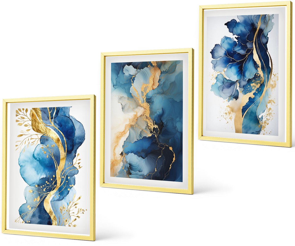 Coloray 3-Delige Schilderij Set - Minimalistische Texturen In Warme Kleuren - 40 x 60 cm - Wanddecoratie - Moderne Interieurdecoratie - Woonkamer Decoratie