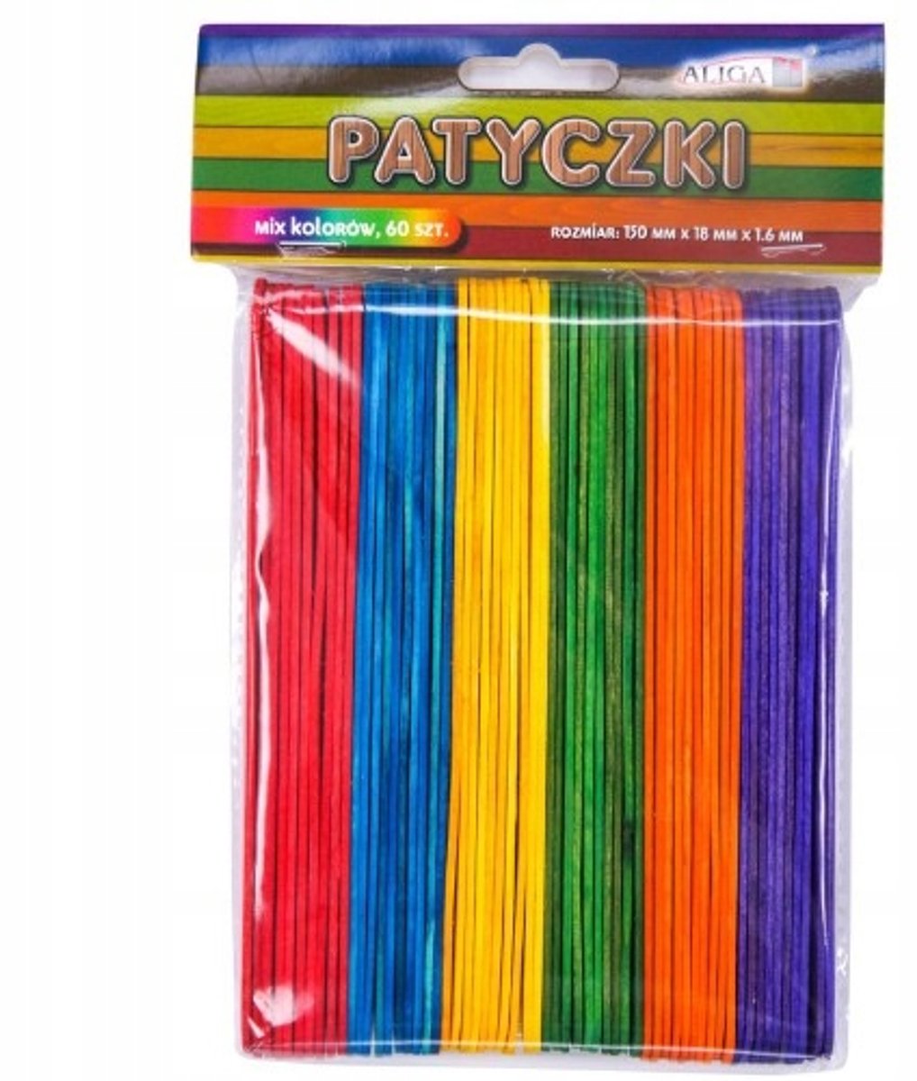 Houten Stokjes 6 Kleuren 60 Stuks - Creatief Knutselen