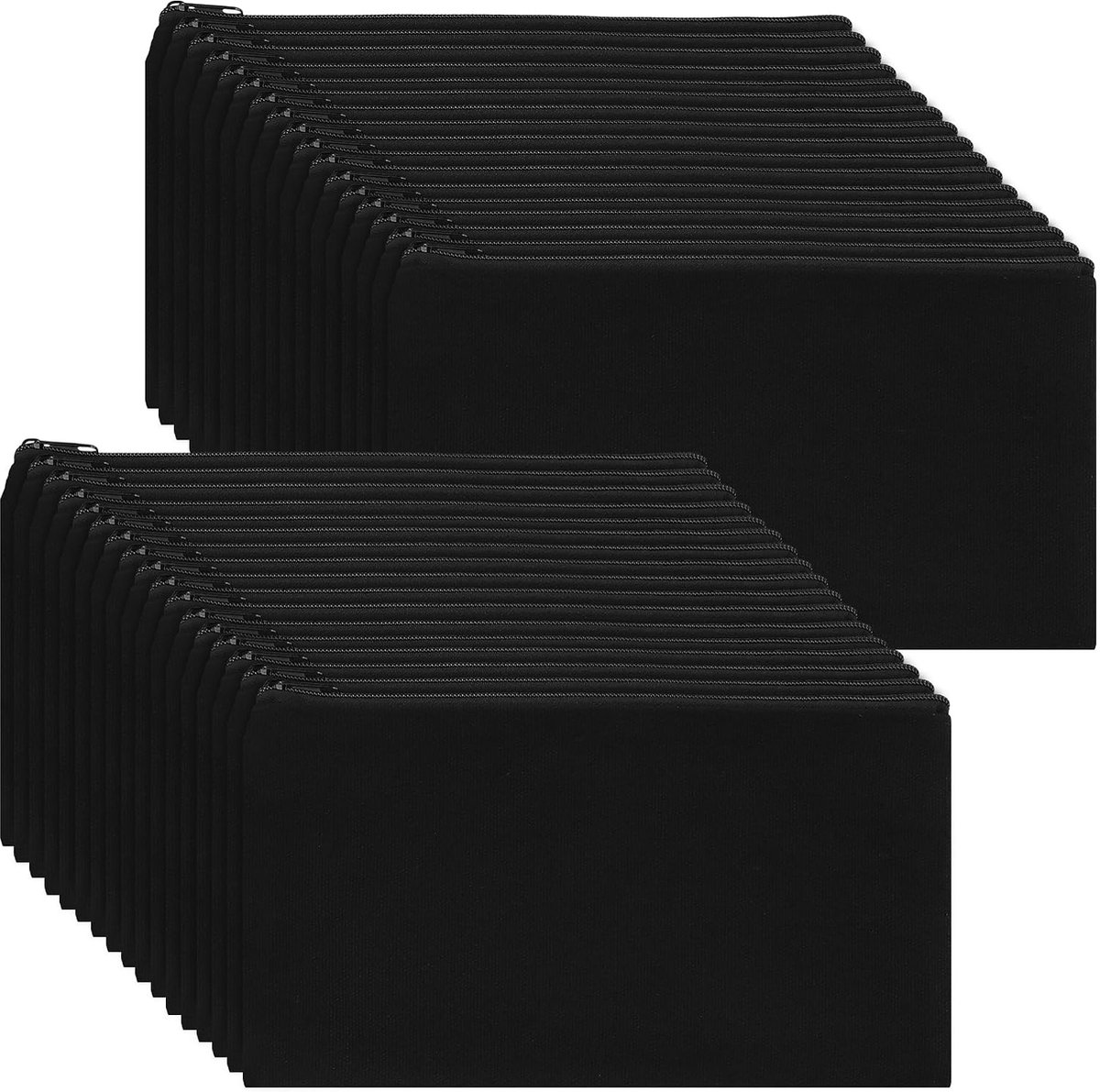 40 stuks etui van canvas, 21 x 12 cm, zwart, met ritssluiting, stoffen tas om te beschilderen, make-uptas voor - ShopVlot