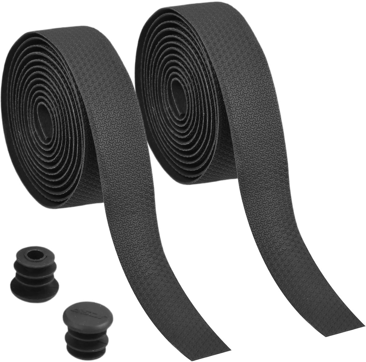 Fietsstuurriemen - 2 rollen - Stuurriemen voor racefietsen - Antislip siliconen riemen - Schokabsorberende EVA-riemen - Stuurriemen met Mamba-textuur - Antislip en schokabsorberende stuurriemen voor racefietsen - Zwart