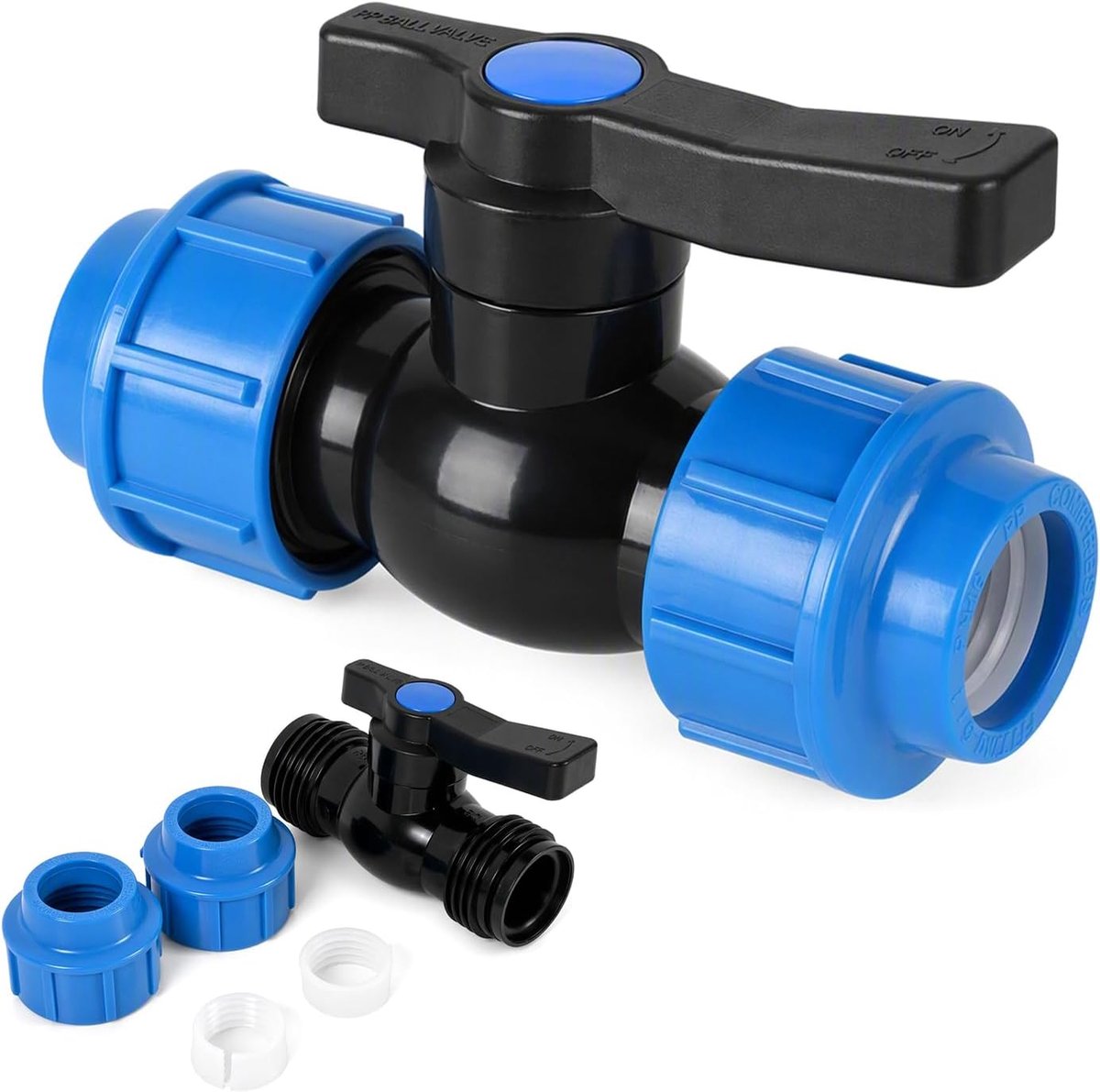 Kogelkraan van PE 25 mm, tuinkraan, 1,6 MPA, blauw - ShopVlot