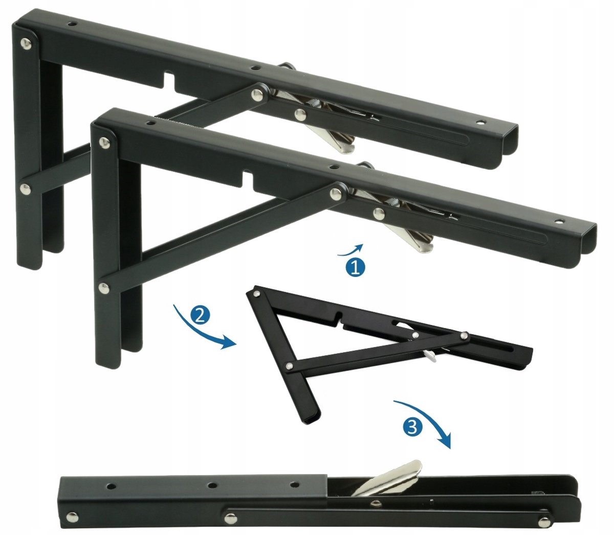 Opklapbare Plankdragers Zwart 300mm - Set van 2