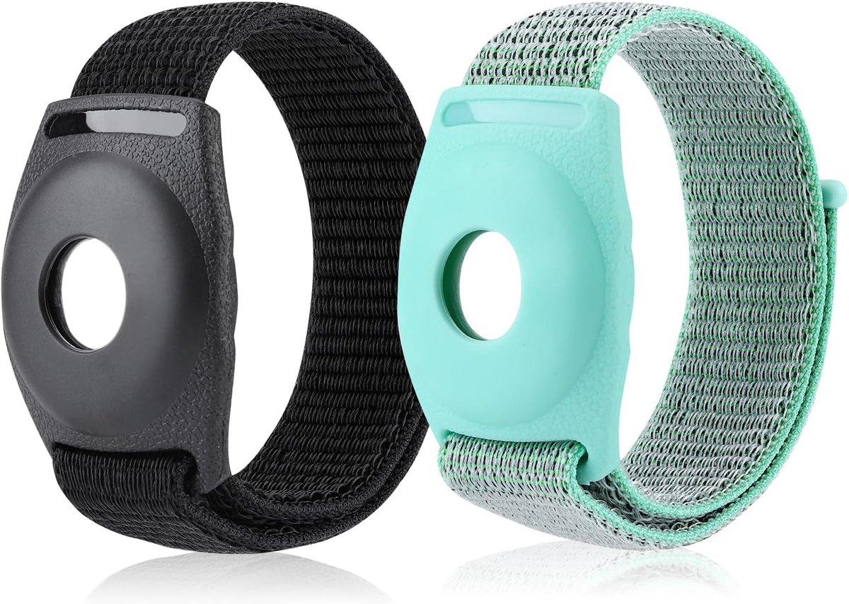 2 Pcs AirTag Bracelets with Scratch-Resistant Shockproof Case Protective Nylon Soft Breathable Watch Straps for AirTag - ShopVlot