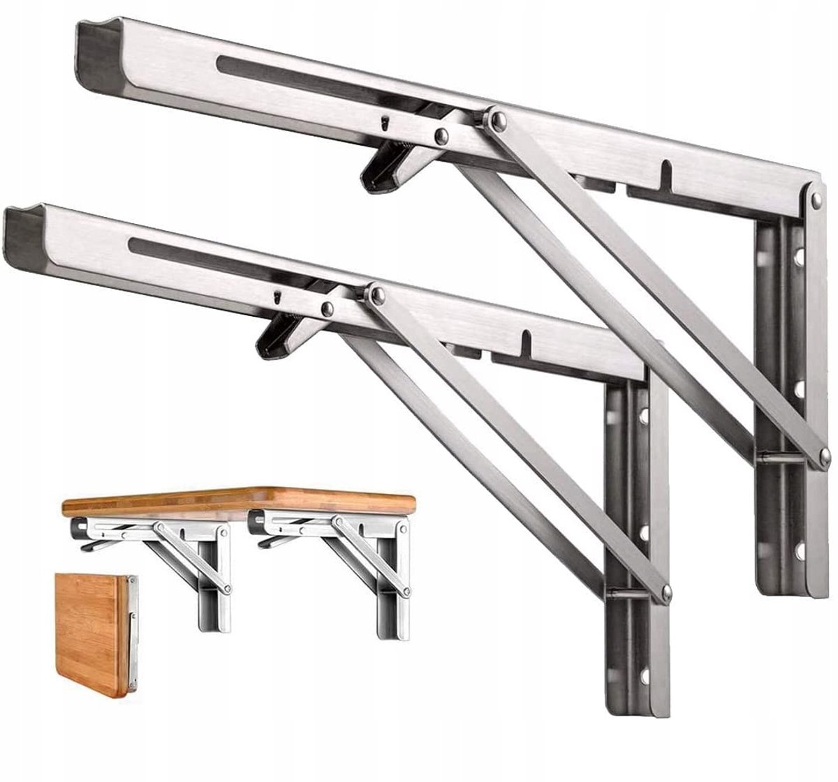 2x Opvouwbare Plankdragers - 200mm - Merkloos Staal