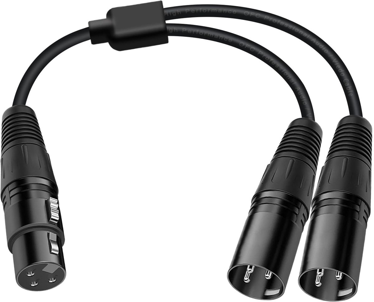 XLR Splitter Cable 2 Female to 1 Male XLR Y Splitter Cable 30cm Microphone Cable (1 Female, 2 Male, 0.5m) - ShopVlot