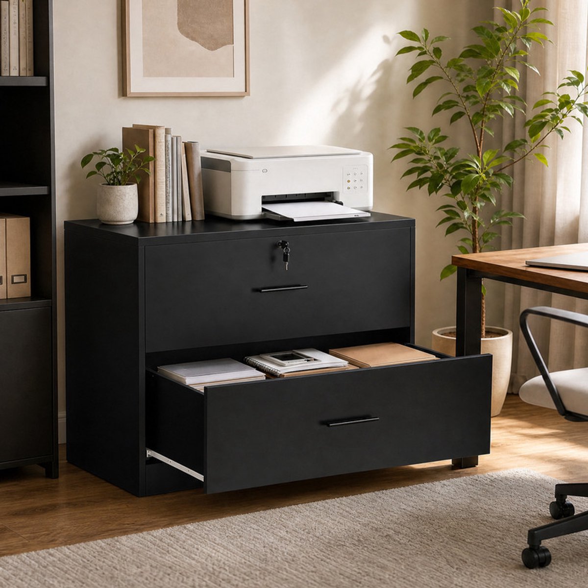 EGGREE Archiefkast Afsluitbare kast, multifunctionele kast - 90×41×73 cm - zwart