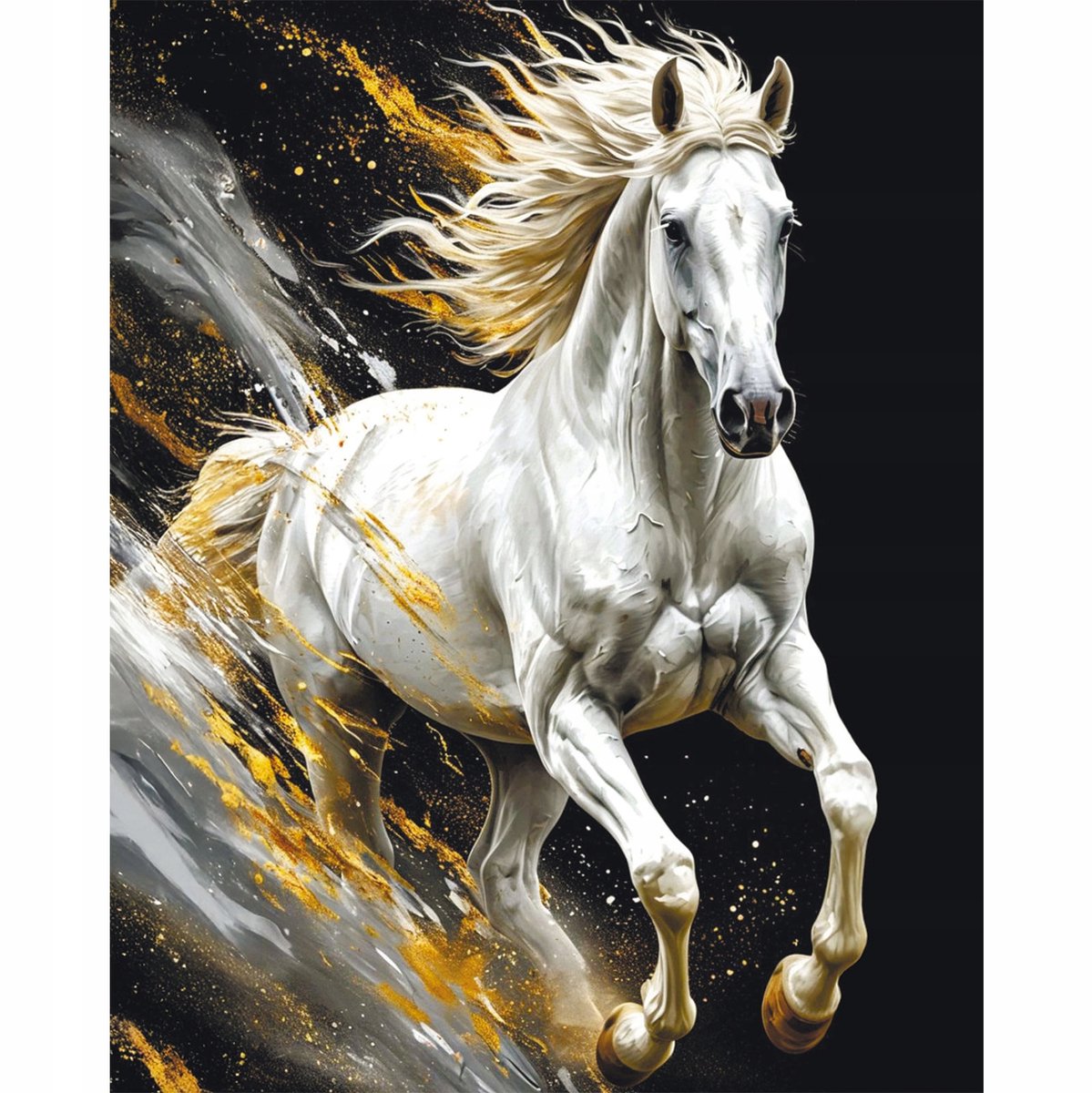 Merkloos 5D Diamond Painting Kit 40x50 cm - Wit Paard