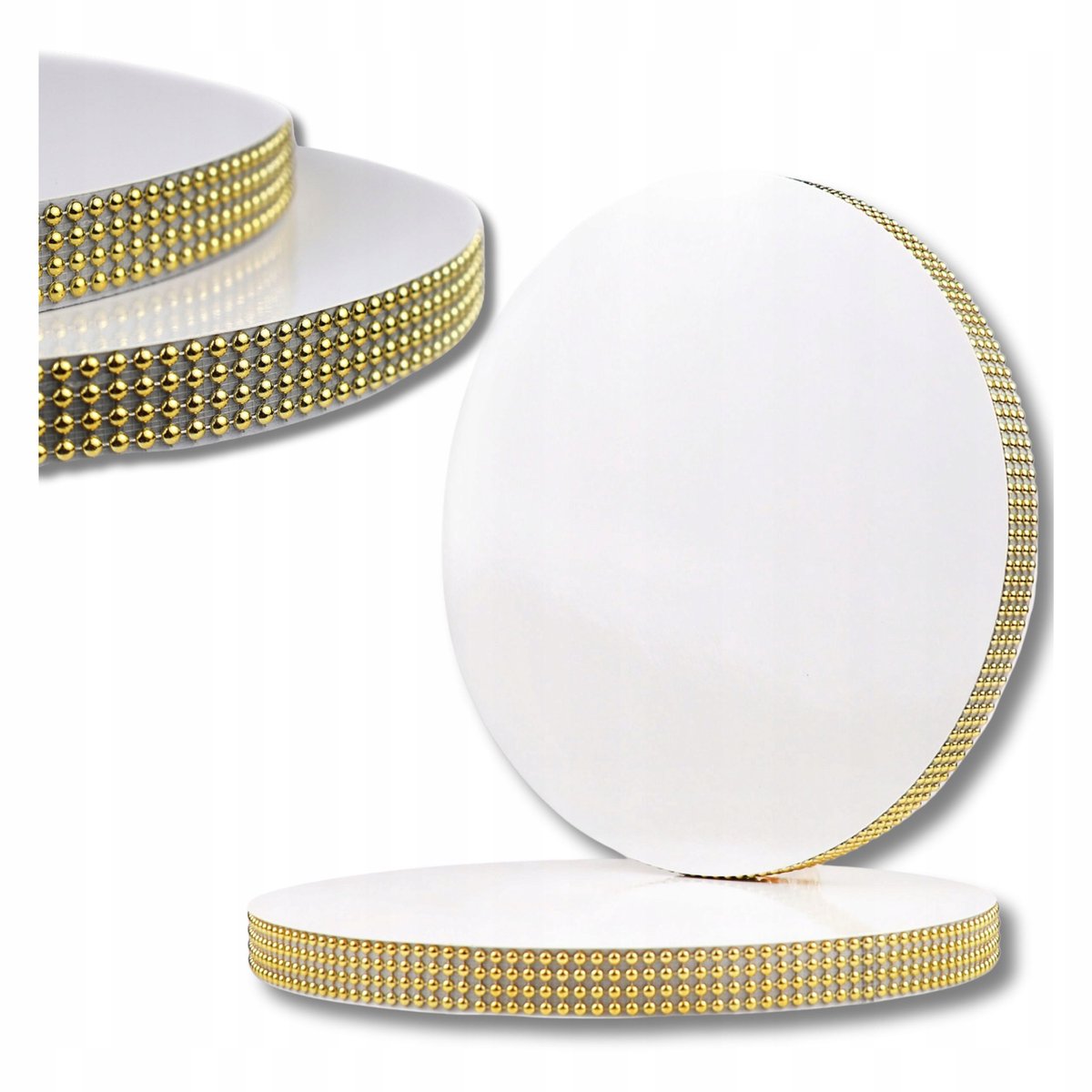 CakeDecor Taartonderlegger Wit 34cm met Gouden Paillettenrand