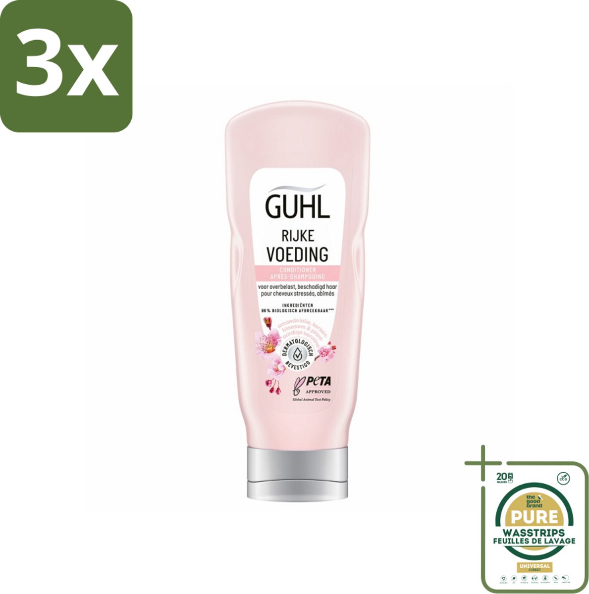 3 x Guhl - Conditioner - Rijke Voeding - 200 ml - Grootverpakking - Voeding Haar - Monoi-olie - Herstel Haar - Droog Haar - Haarbreuk