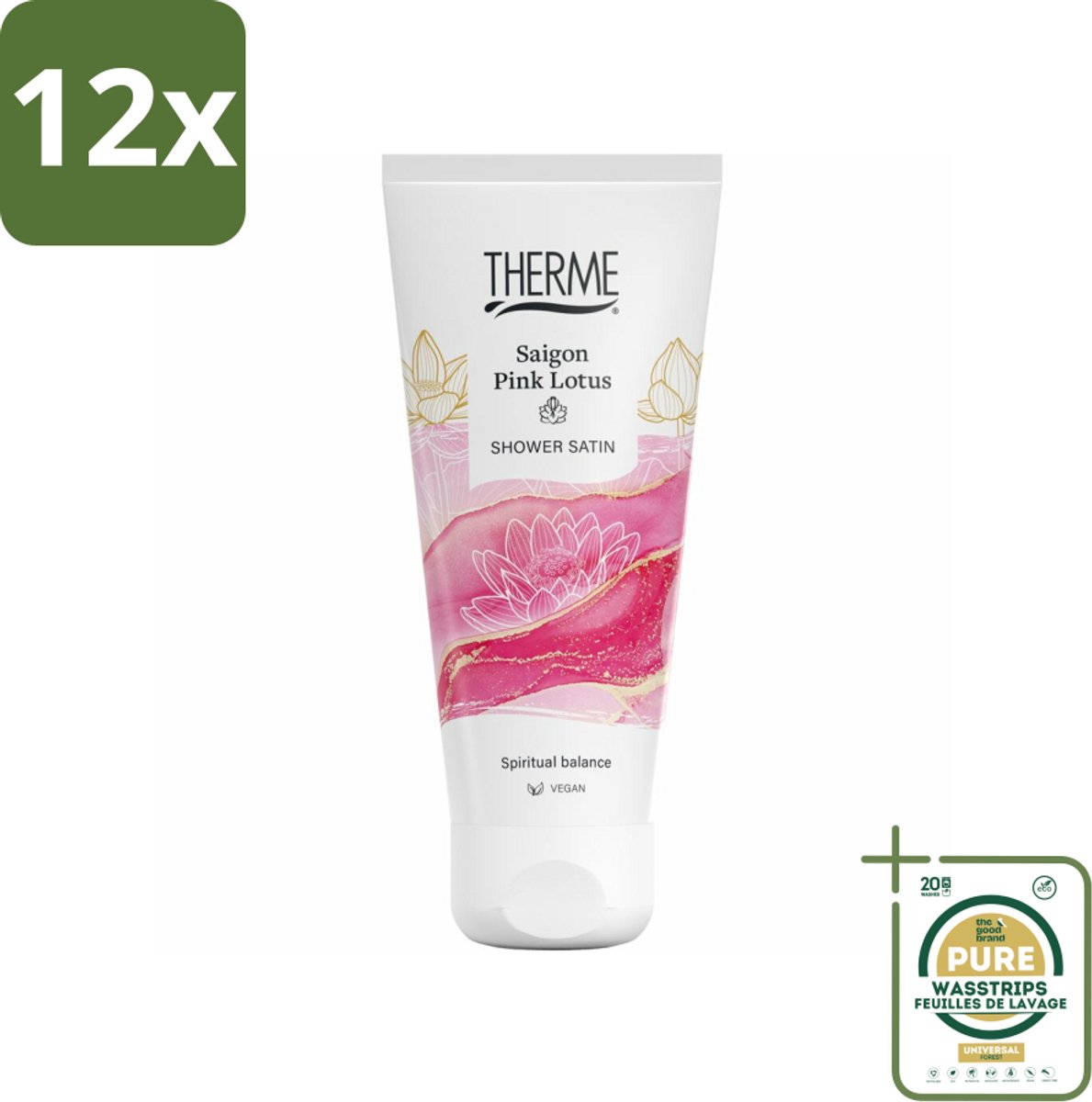Therme - Saigon Pink Lotus - Douche Satin - Verfrissend - Verzorgend - 200ml - Voordeelverpakking - 12 stuks - Wellness - Verzorging