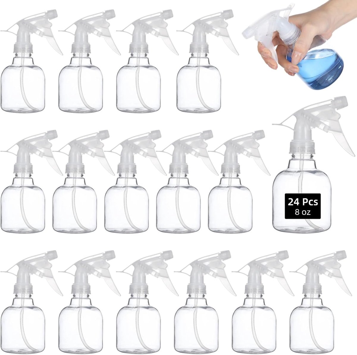 Plastic sprayflessen 225ml - 24 stuks - Lekvrije nozzles - Ideaal voor haarverzorging en schoonmaak - ShopVlot