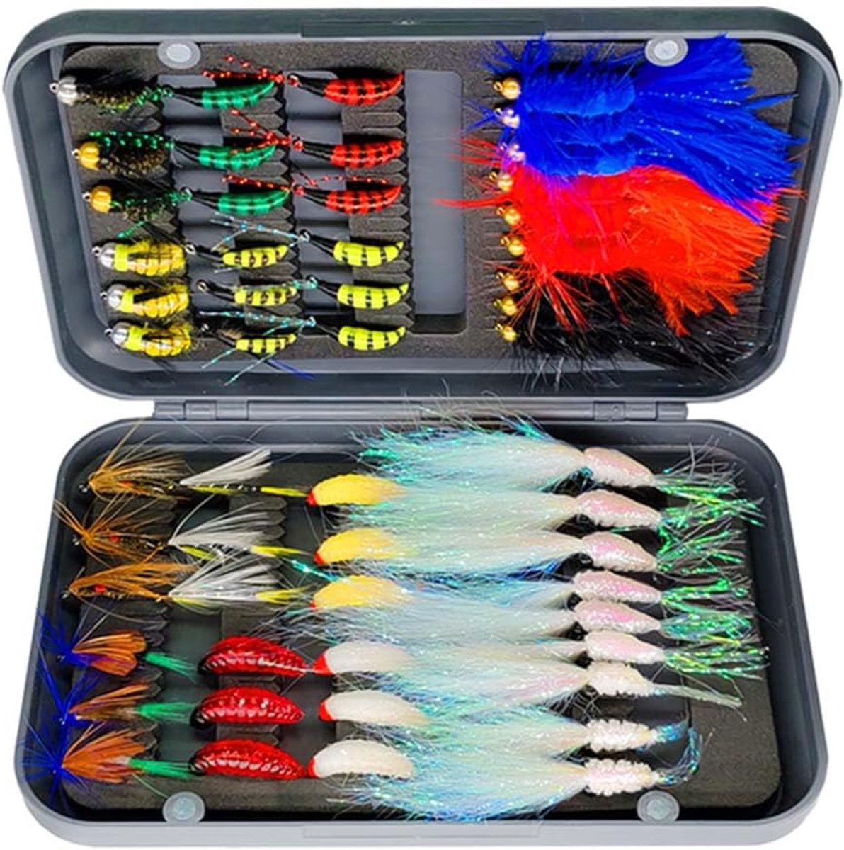 Vliegvissen aas assortiment - 54-delige set - kleurrijke strikvormige vliegen - verhoog je vangstkansen - ShopVlot