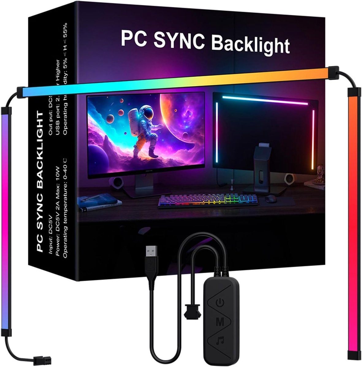 LED lichtstrip 24 inch - RGB kleurverandering - muziek sync - dynamische verlichting voor gaming - ShopVlot