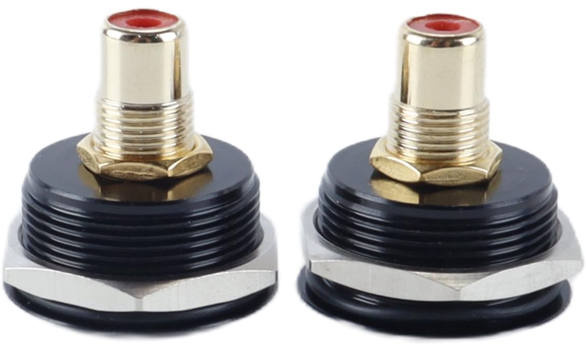 RCA panel mount adapter - goudgeplateerd - female to female - uitbreiding voor audio/video - ShopVlot