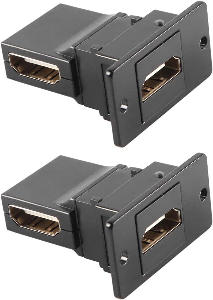 HDMI 2.0 panel mount adapter - 90 graden hoek - vrouwelijke aansluitingen - ideaal voor HD schermverbinding - ShopVlot