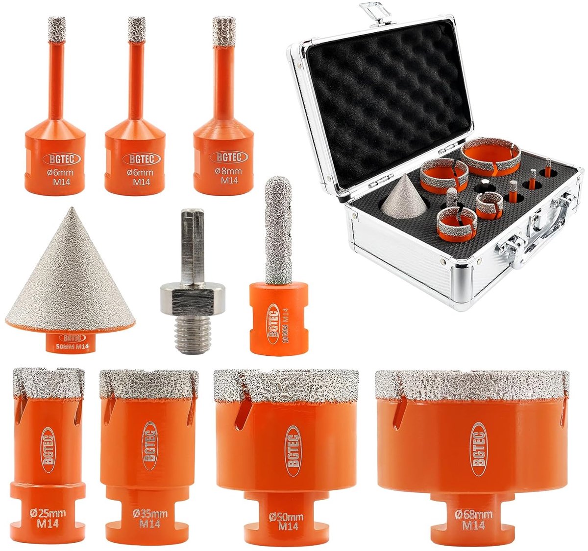 Diamant Tegelboor Set 10-delig - M14 Draad - Voor Porselein, Keramiek en Natuursteen - Perfect voor Precisieboren - ShopVlot