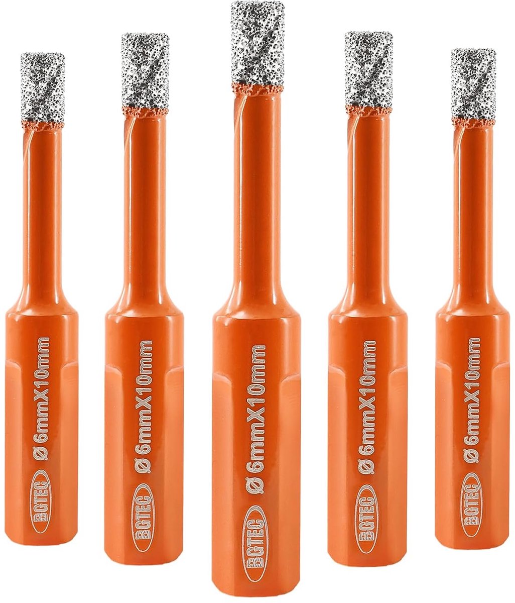 Diamantkernboor 6mm - 5-delige set - Vacuüm gelaste uitvoering - Geschikt voor keramiek en natuursteen - ShopVlot