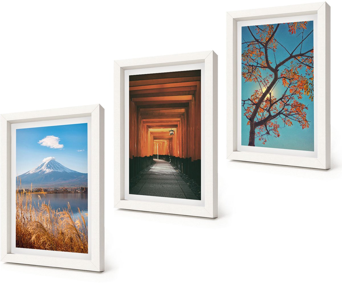 Coloray 3-Delige Schilderij Set - Japanse landschappen, natuur en architectuur van Azië - 20x30 - Decoratieve Schilderijen - Wanddecoratie - Hal - Woonkamer Decoratie