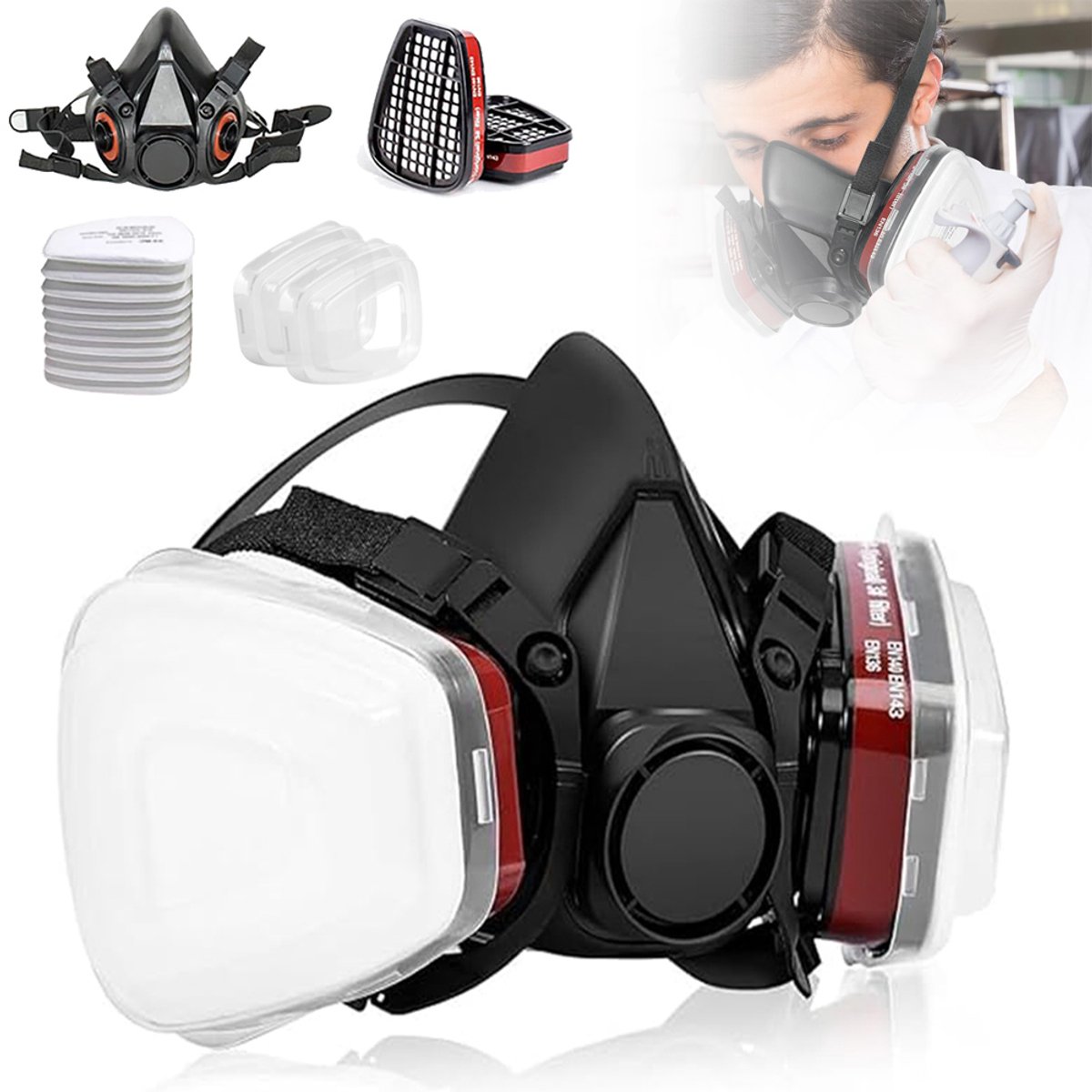 Ademhalingsmasker met filters - Professionele stof- en gasbescherming
