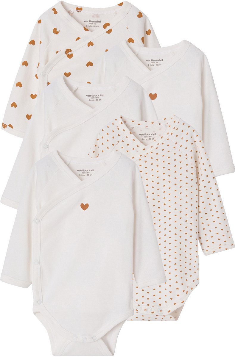 Vertbaudet Set van 5 newborn rompers met lange mouwen
