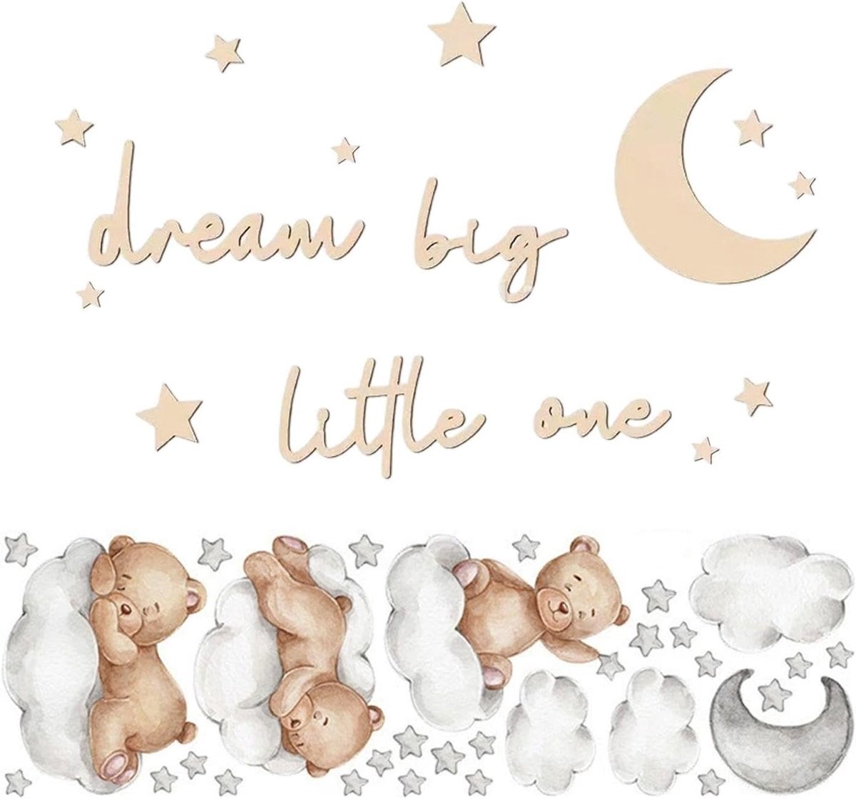 15 Stuks Houten Letterdecoratie, 1 Set Schattige Beer Muurstickers, Woondecoratie, Geschikt Voor Kinderkamers - ShopVlot