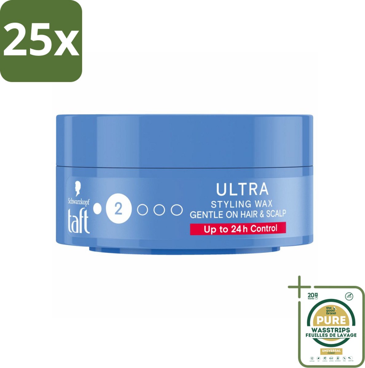 25 x Taft - Ultra 2 - Styling Wax - Flexibele textuur - 75 ml - Grootverpakking - Haarschijn - Styling Wax - Flexibele Hold - Haar Fixatie - Haar Styling