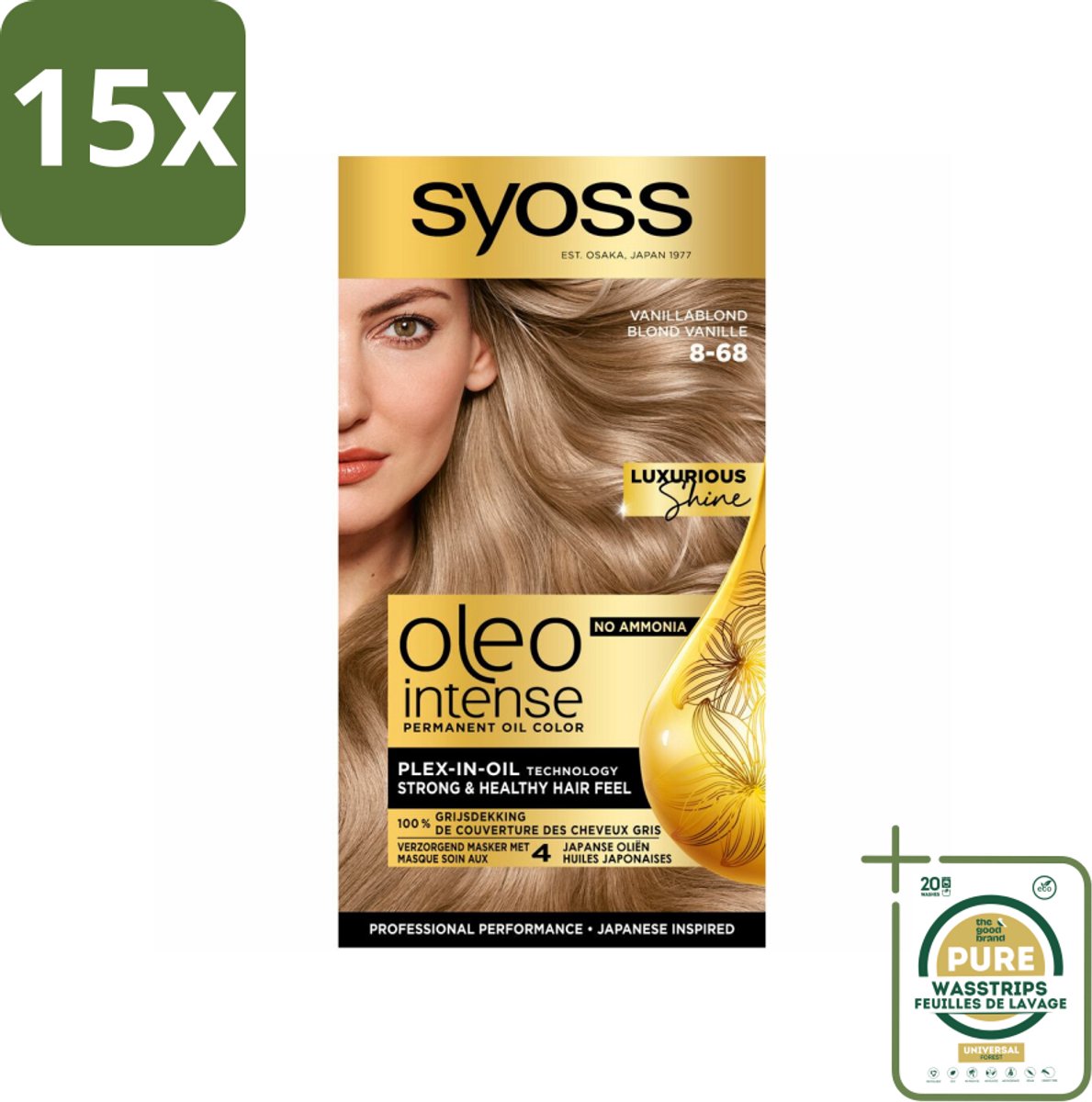 15 x SYOSS - Oleo Intense 8-68 Vanillablond - Haarverf - Zonder Ammoniak - Grijsdekking - Langdurige Kleur - Grootverpakking - Haarverf - Permanent Haarkleuring - Grijsdekking - Zonder Ammoniak - Haarverf Zonder Ammoniak