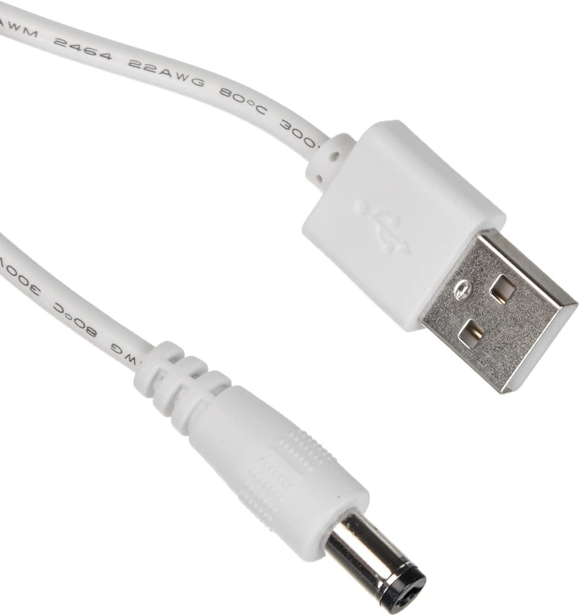 USB aansluiting kabel 5V LED strips - 5.5x2.1 vrouwelijke aansluiting - wit - ideaal voor verlichting - ShopVlot