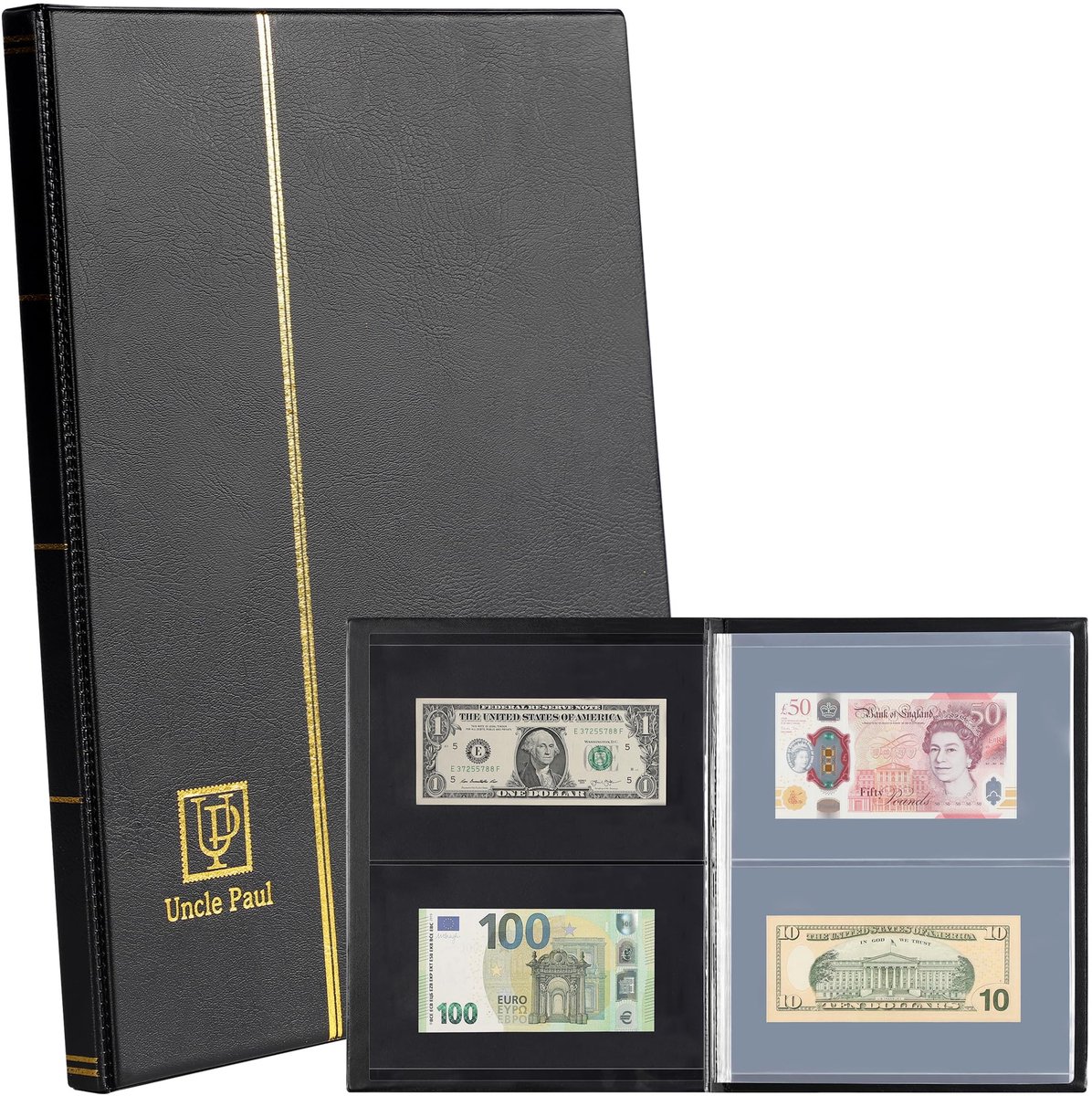 Valuta-album 40 vakken - Kunstleer - Harde kaft - Ideaal voor verzameling bankbiljetten - ShopVlot