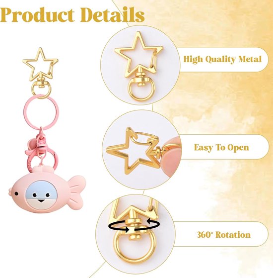 Metal Swivel Snap Clips, 50PCS 5 Shapes Gold Lobster Clasps Bulk Snap Hook with Keychains for Jewelry Making Bag - ShopVlot — afbeelding 2