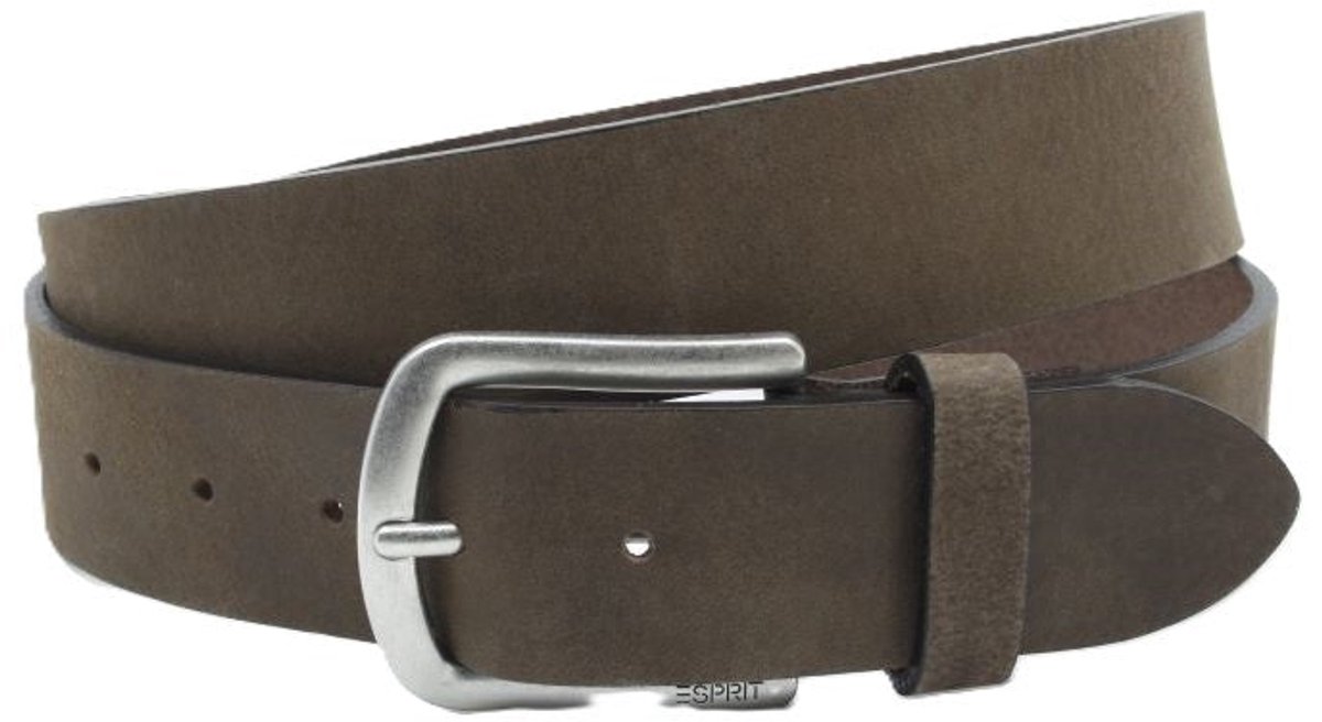 Taupe leren jeans riem 4cm met zilveren gesp - Heren riem - Leer - Jeans riem - Verstelbaar - Maat