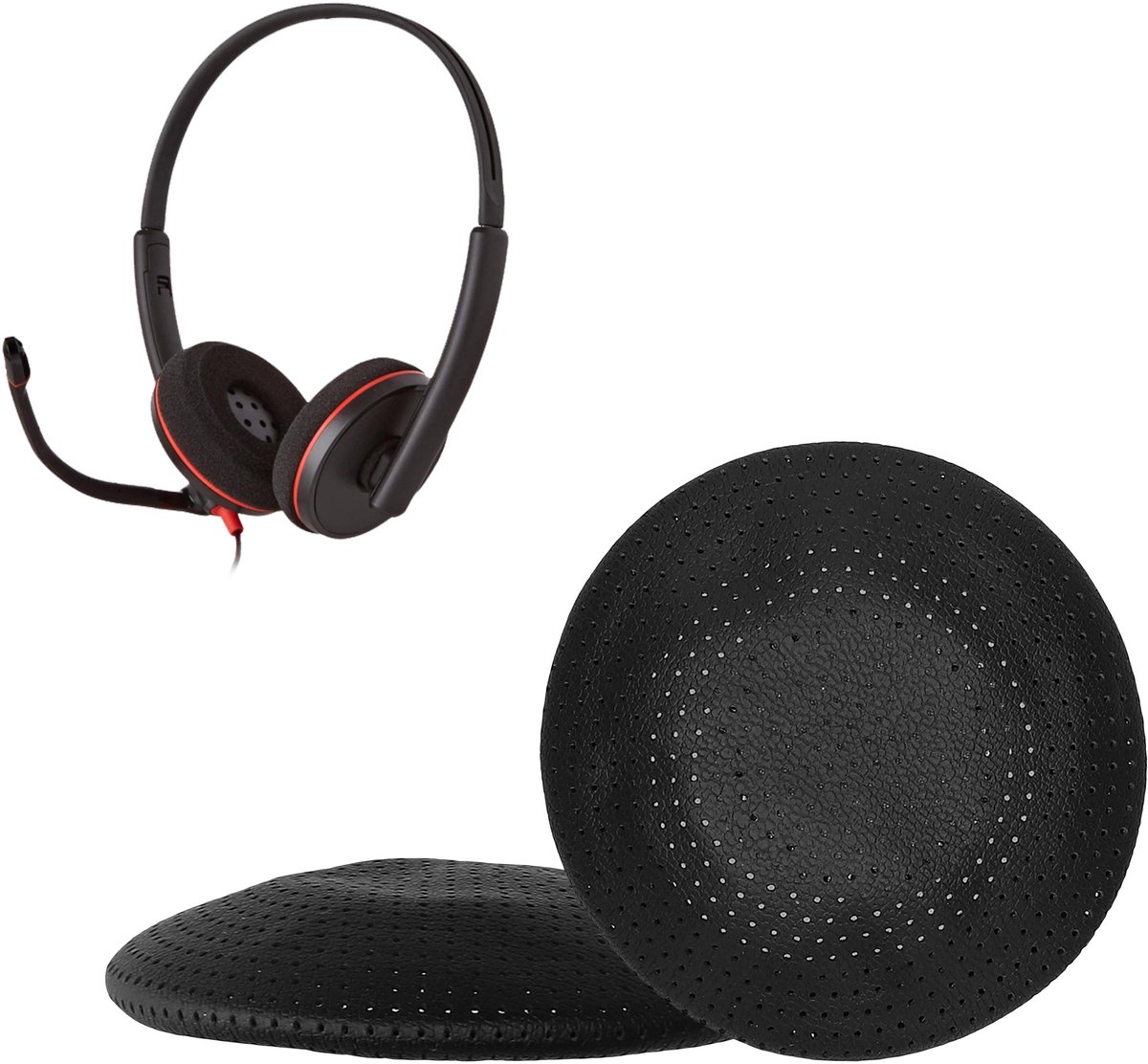 kwmobile 2x oorkussens geschikt voor Plantronics Blackwire C3220 C3320 C310 C320 C3200 - Earpads voor koptelefoon in zwart