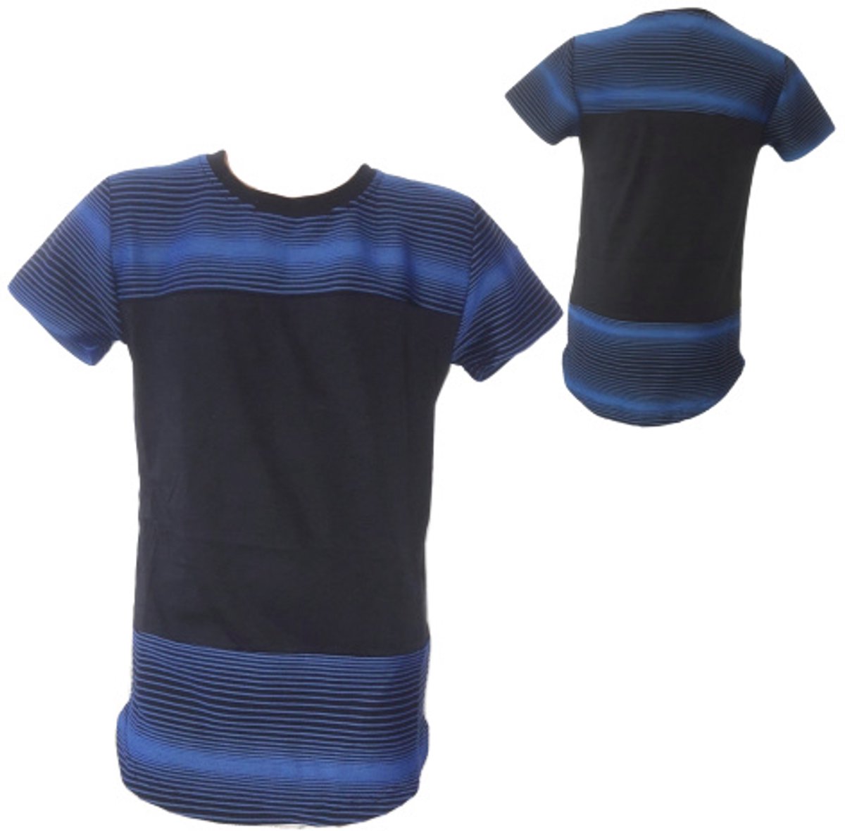 Jongens shirt zwart/blauw - Zwart - 98/104