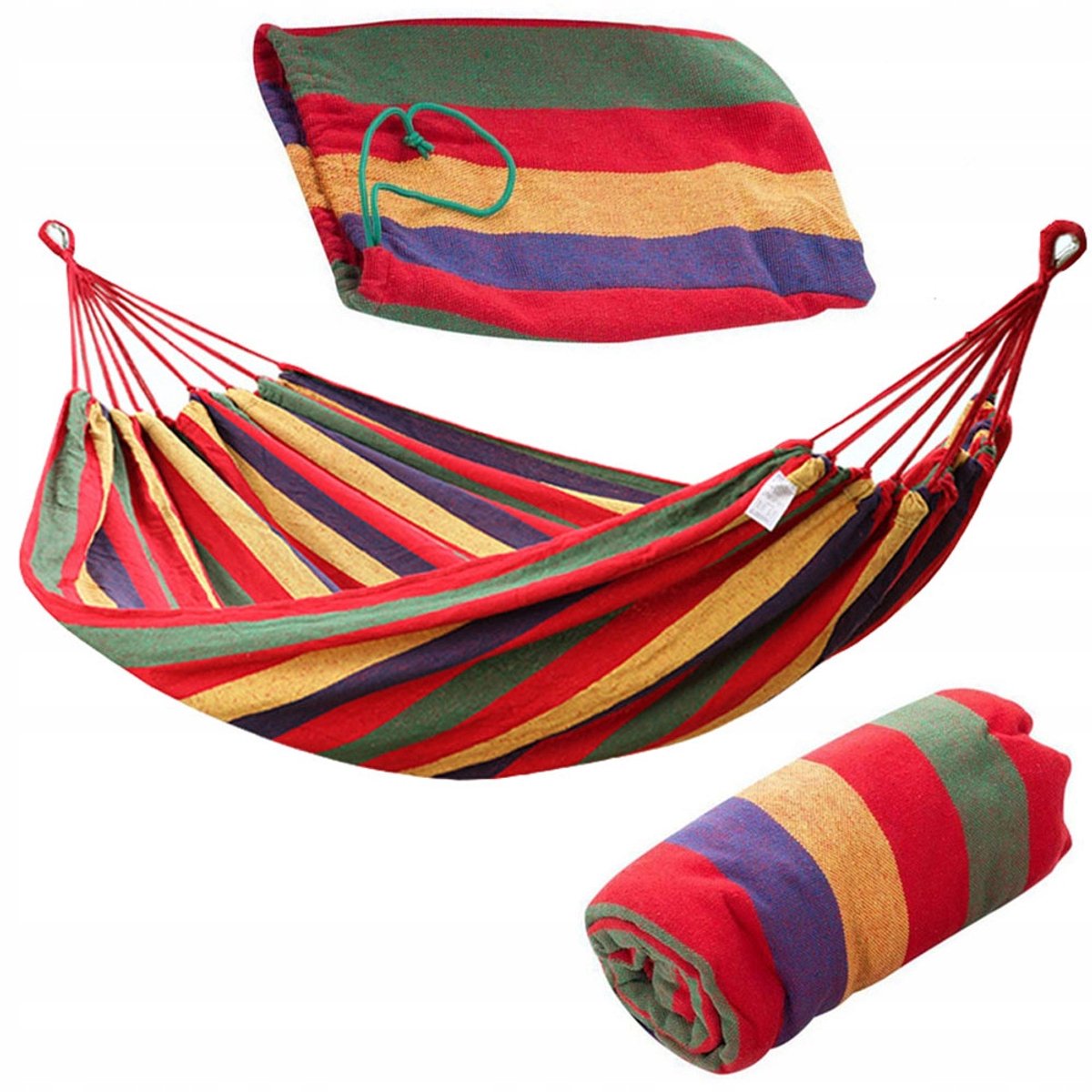 Dubbele Sterke Kleurrijke Hangmat Tuin 200x80cm - Zonder Spreidstok