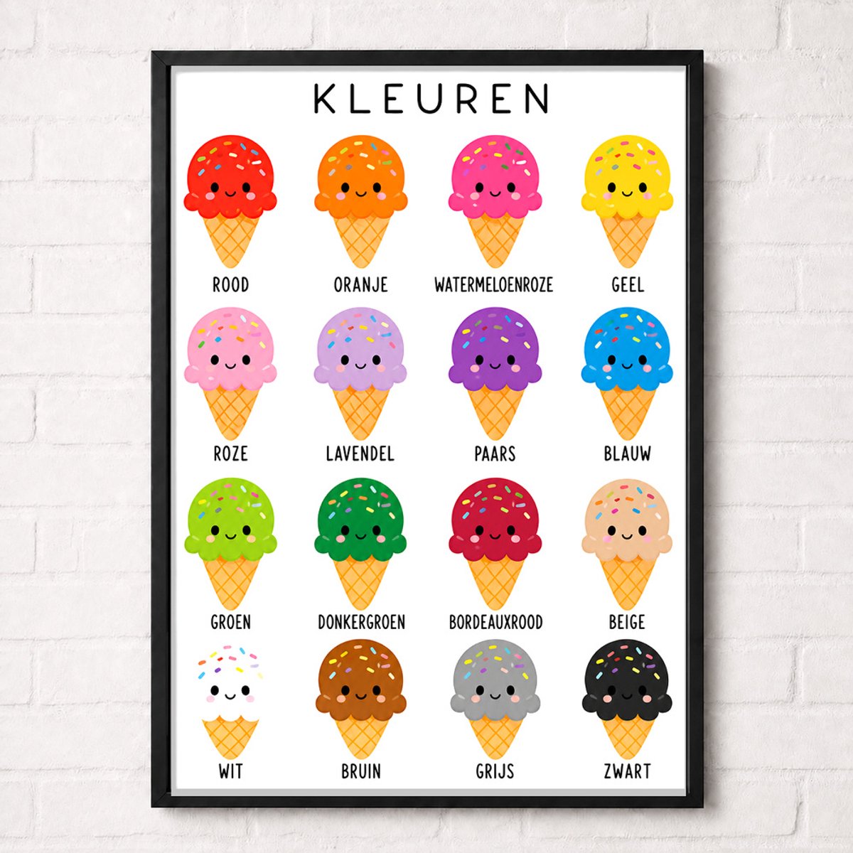 Kleuren Leren Educatieve Poster voor Kinderen - Leren - groep 1 t/m 3 (4-7 jaar) - A2+ 43,2 x 61 cm