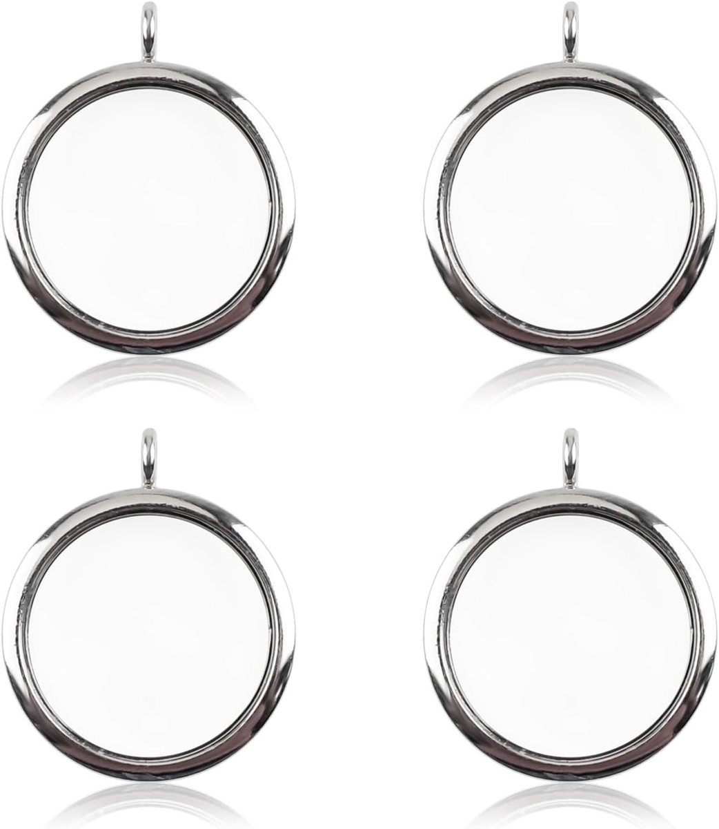 Glanzende Foto Bedels - Hanger Foto - Bruidsboeket Decoratie - Set van 4 stuks - Rond - Goud