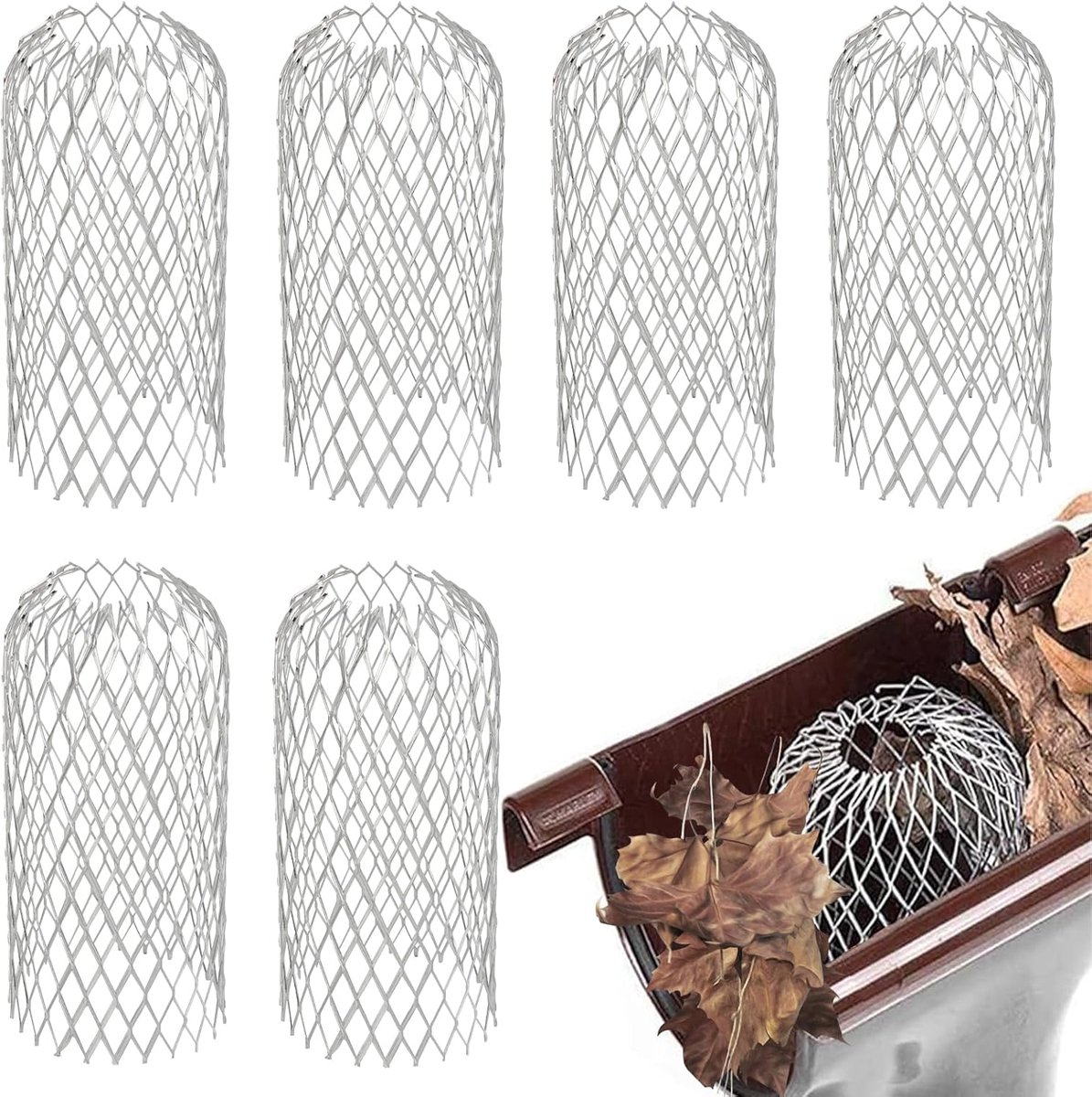 Gootbescherming set van 6 - Aluminium regenpijp bescherming - Bladeren en vuilafvoer - Voorkomt verstoppingen - ShopVlot
