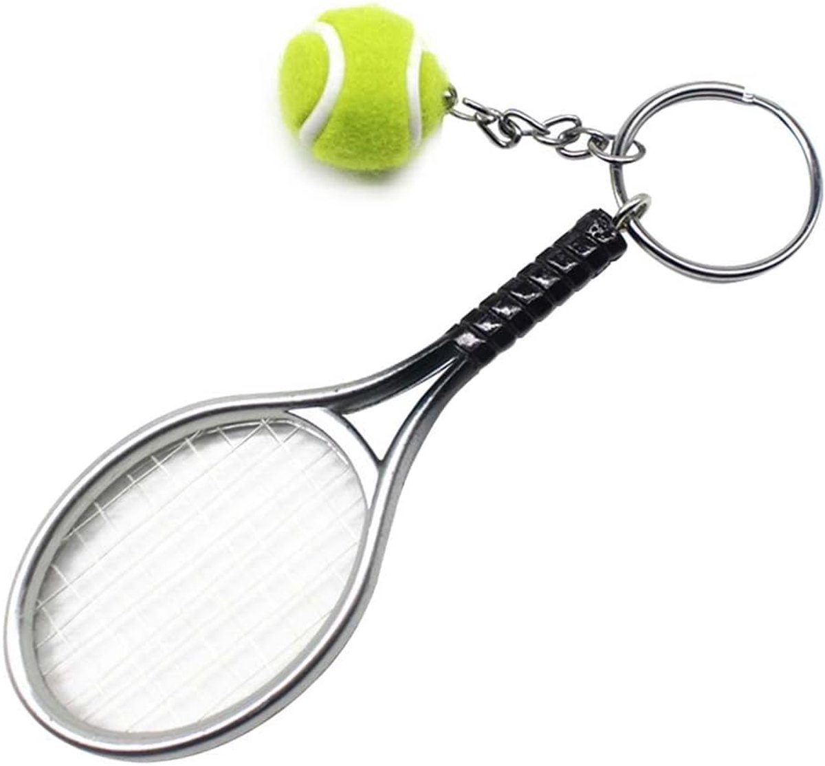 Tennis Racket Sleutelhanger Mini - Metaal - Tennisbal Hanger - Perfect voor Sportliefhebbers - ShopVlot