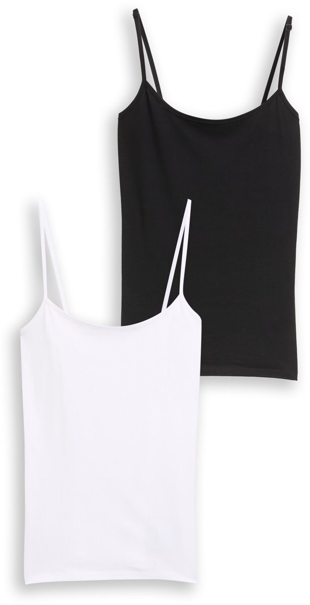 Tom Tailor Denim - Basic top in een set van 2 - Maat M - deep black