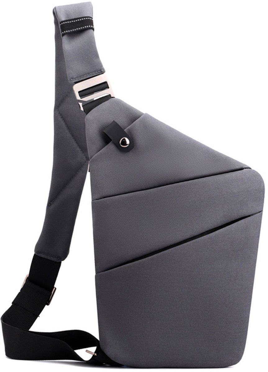 Veilige Schoudertas met Anti-Diefstal Functie - Waterdichte Crossbody Bag-schoudertas met grote capaciteit-Stijlvolle reistassen-Schoudertas links-Donkergrijs