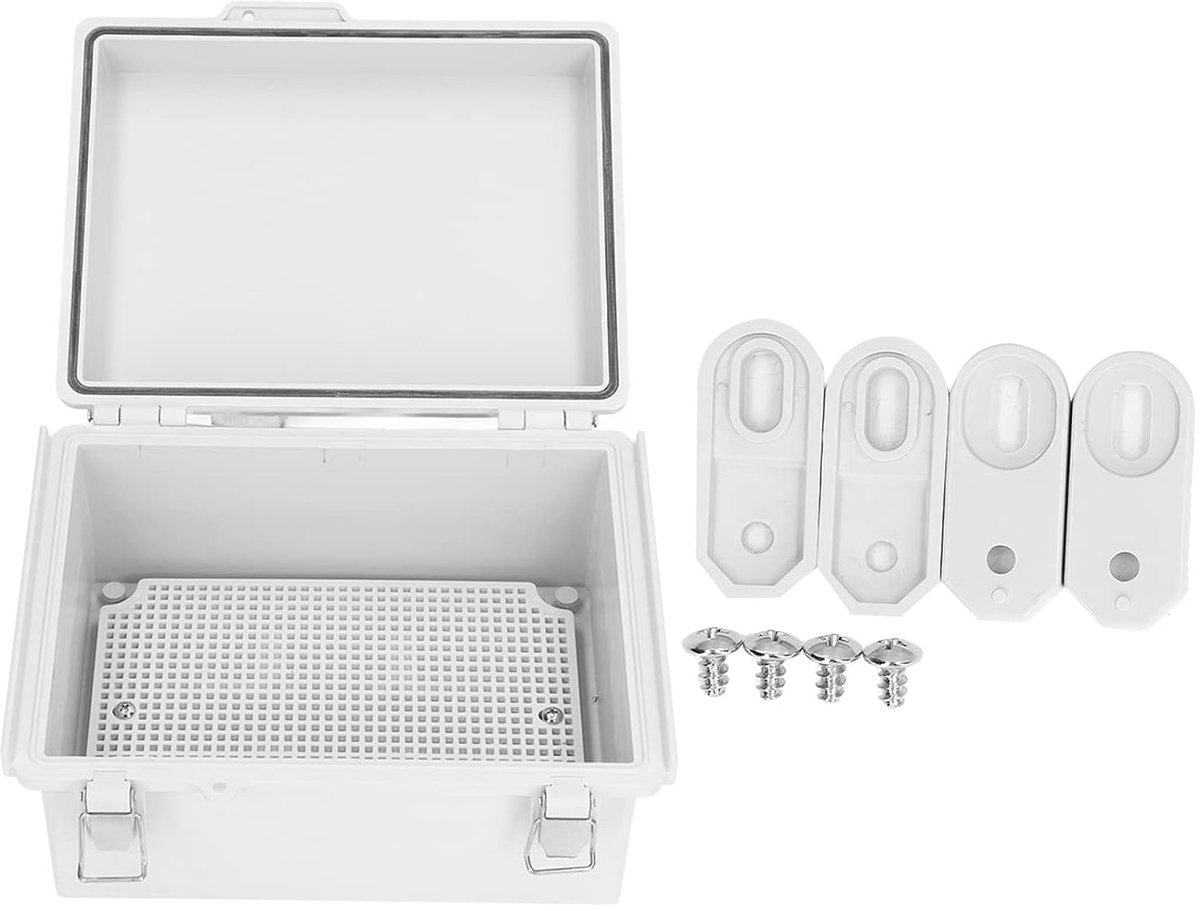 ABS Junction Box IP67 Waterproof Dustproof Electronics Box with Mounting Plate and Wall Brackets for Indoor Outdoor - ShopVlot
