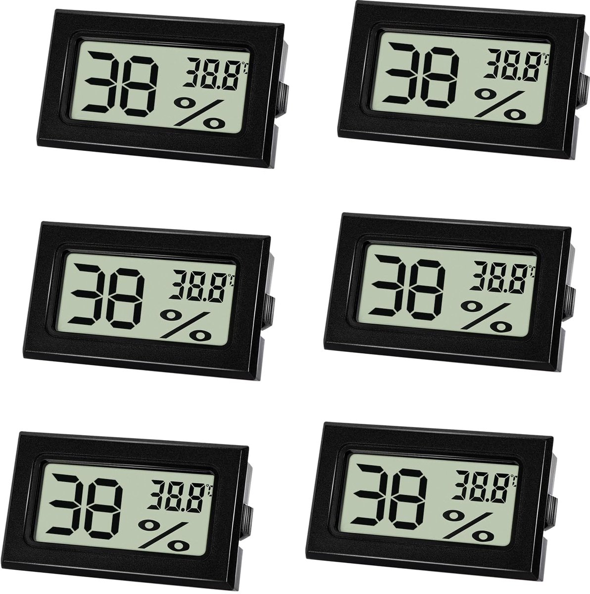 Digitale Hygrometer-Thermometer Set van 6, Mini Luchtvochtigheidsmeters
