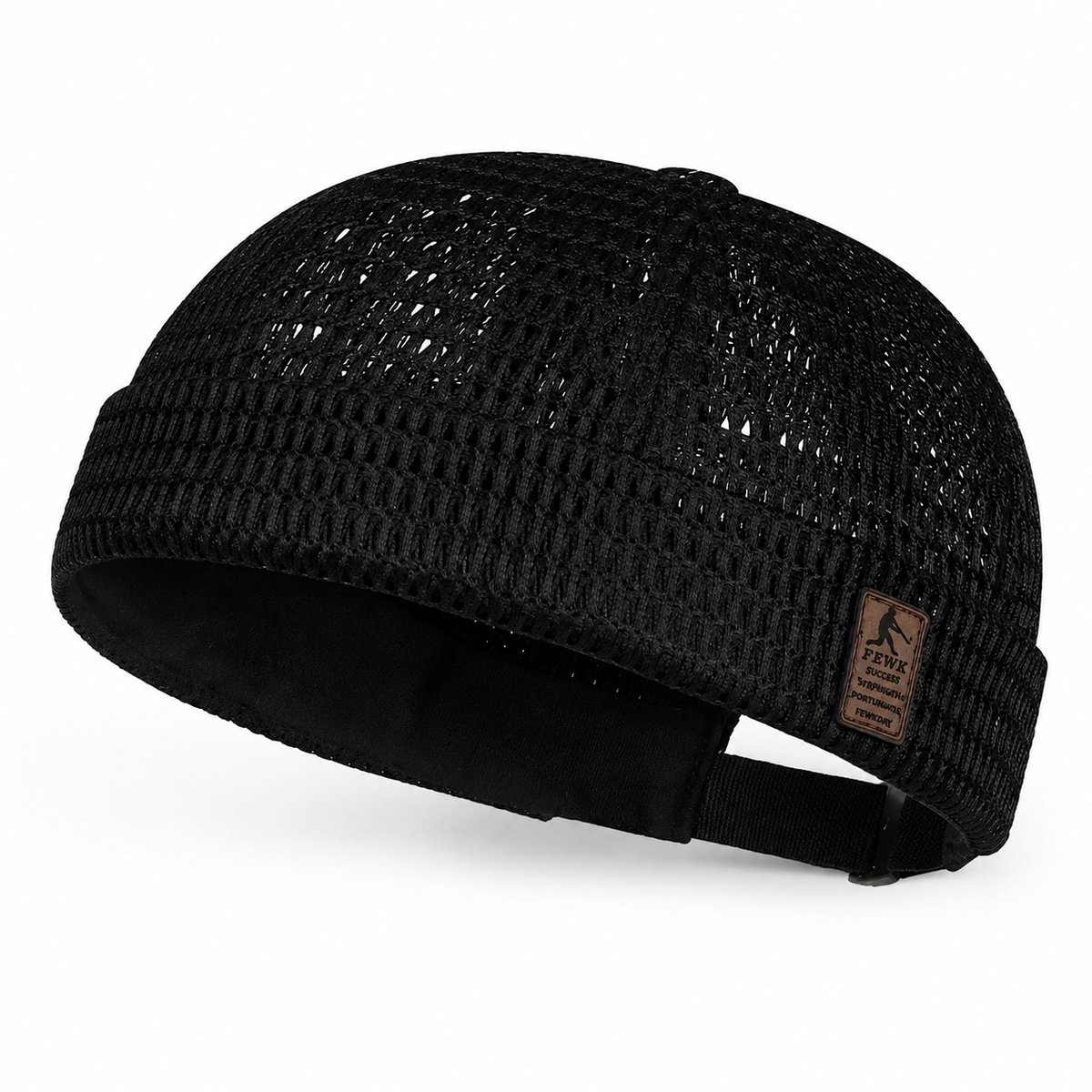 Vivva - Ademende Randloze Pet - Verstelbare Brimless Muts - Verstelbare Zomerpet - Koelende Pet - Lichtgewicht Pet voor Sport & Outdoor - Zwart - BREATHCAP
