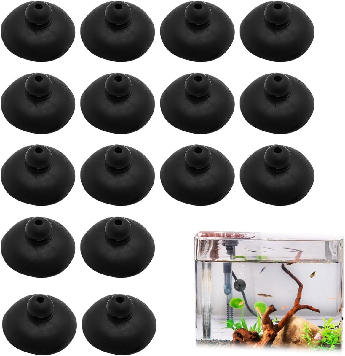 Rubber Zuignappen voor Aquarium - Zwart - 28 mm - Sterke Hechting voor Verwarming en Verlichting - Voor Zee- en Zoetwateraquaria