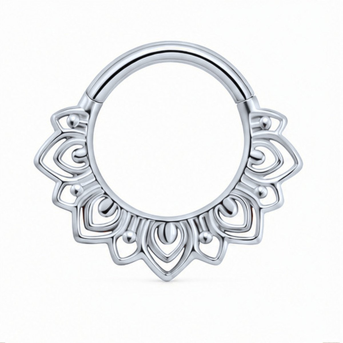 Cilla Jewels Zilverkleurige Septum Clicker met Mandalamotief