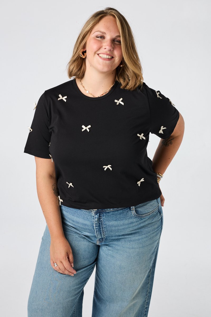 MS Mode T-shirt T-shirt met satijnen strikjes