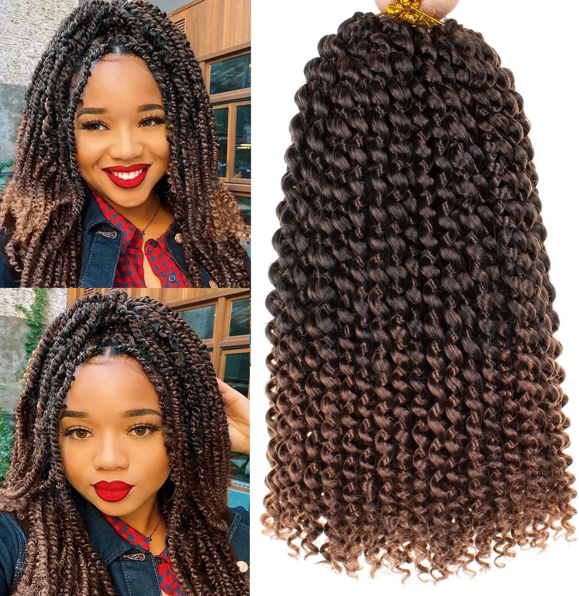 Solidchoice - 12 Inch Ombre Water Wave Haak Haar met 7 Packs