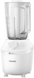 Witte Philips blender met een 1,9L glazen kan en een draaiknop.