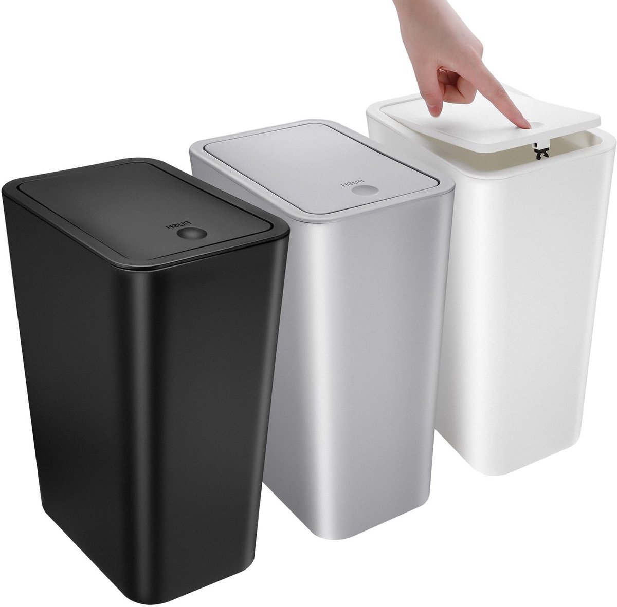 Solidchoice - Set van 3 Kleine Prullenbakken met Deksel, 10L