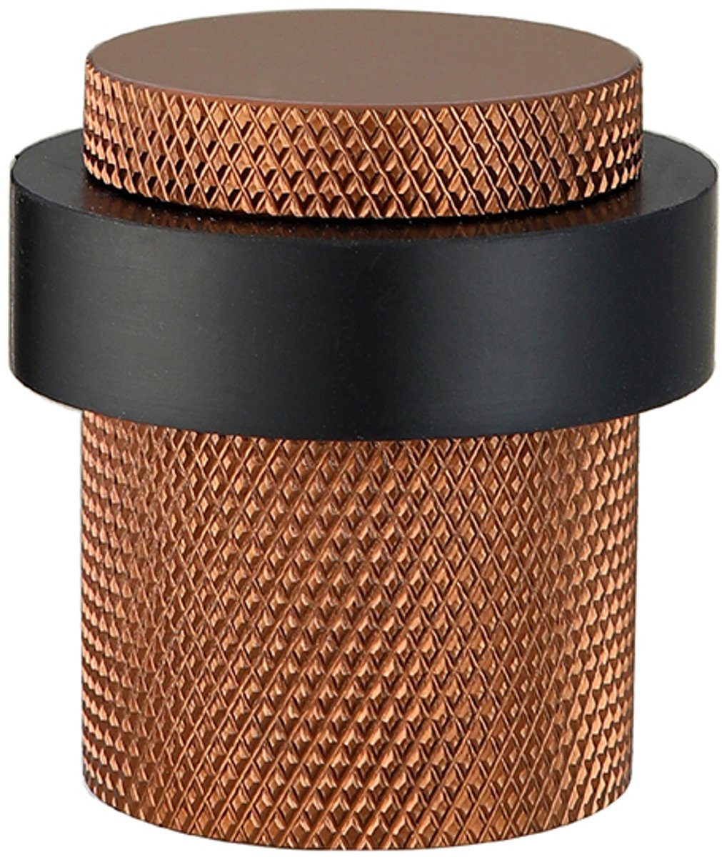Deurstopper voor vloermontage geribbeld 30x40mm brons geborsteld PVD gecoat